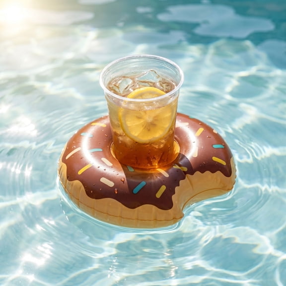 Pool Floats Floating Drink Holder with Beach Essentials for Water Inflatable Beverage Tray Cup Coasters Summer Beach Backyard BBQ PartiesWhite