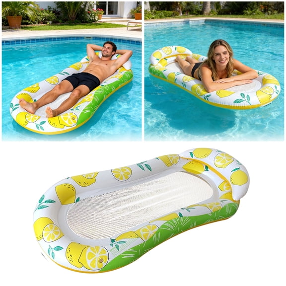 Pool Floats Lounger, Inflatable Pool Float Adult Size 62" X 33", Water Hammock Pool Rafts Floaties for Swimming Pool Floating Pool Party for Summertime Beach Outdoor