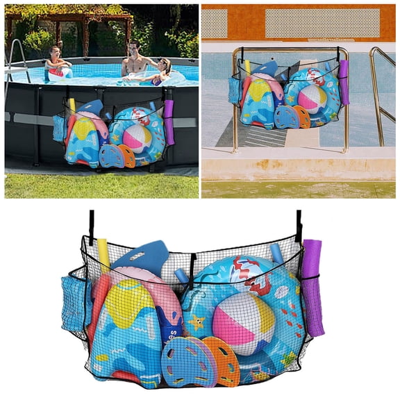 Pool Floats Storage Bag, Foldable Swimming Pool Hanging Mesh Organizer for Balls,Floats,Water Inflatable Toys and Other Pool Accessories