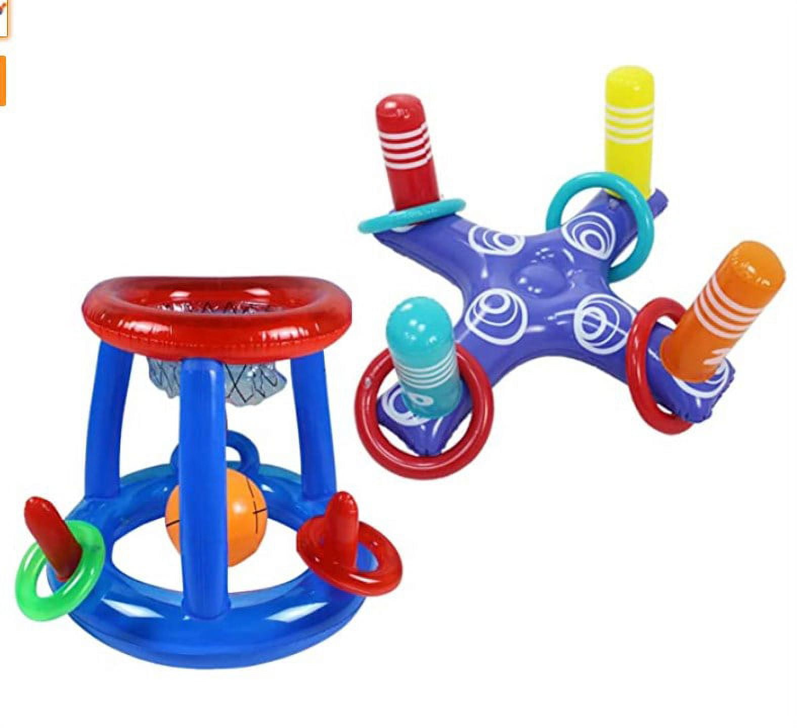 Pool Floats Toys Games Set Floating Basketball Hoop Inflatable Cross Ring Toss Summer Party