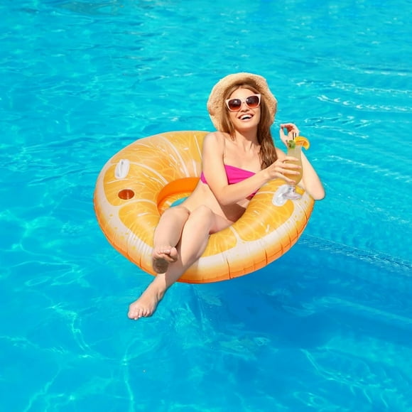 Pool Floats Toys Inflatable Tanning 47.24 inch Swimming Ring Pool Rings Inflatable Tube Orange