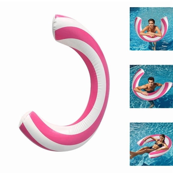 Pool Floats for Adults - Curved Inflatable Semi-Circular Swim Ring for Lake Parties - Portable Lightweight Pool Accessory for Swimming, 75 cm, Pink