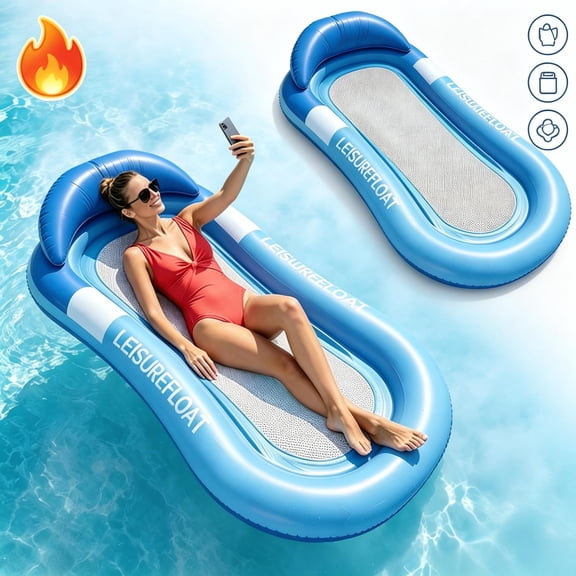 Pool Floats for Adults Mesh Bottom, Water Hammock Pool Lounger 4 Tube Support, Inflatable Pool Floats Portable Fruit Pattern Mat Chair Bed