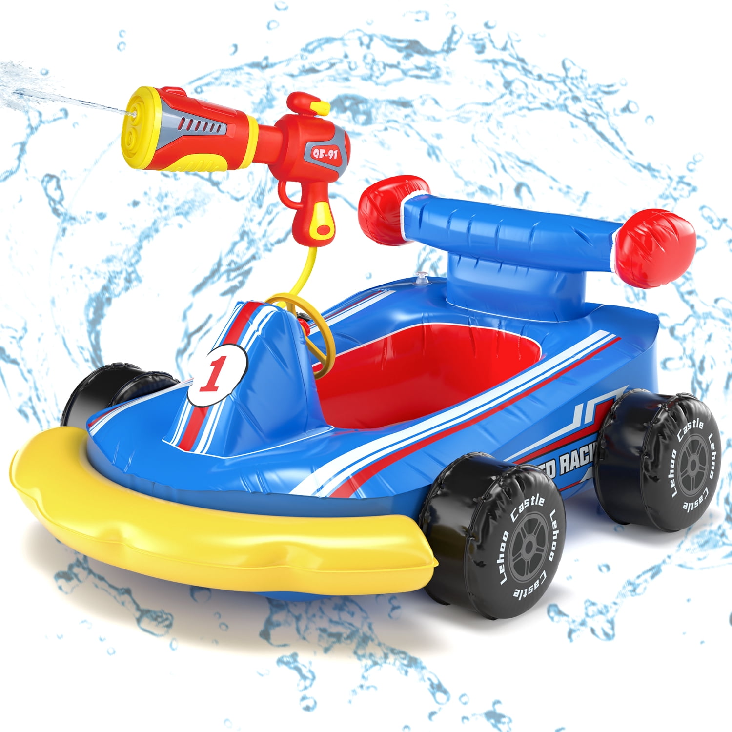 Pool Floats for Kids, Toddler Floaties with Water Blaster, Inflatable Ride-on for Boys Girls Age 3-8, Swimming Pool Toys, Outdoor Games, Water Toys