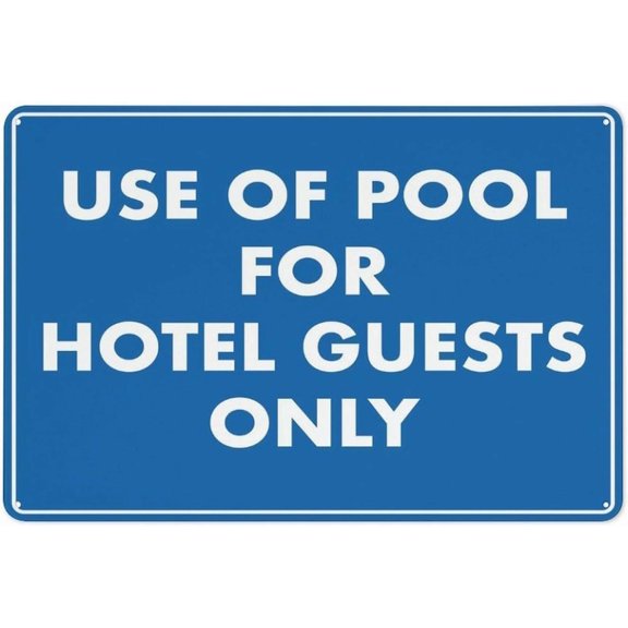Pool For Hotel Guests Only Rust-Free Aluminum Sign, Weatherproof Pre-Drilled Plaque for Hotel Business, Exclusive Pool Access Sign, 8x12 Inch