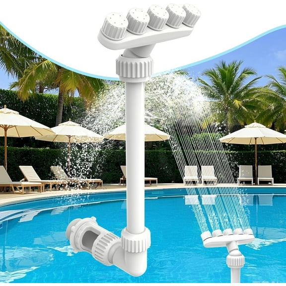 Pool Fountain - Adjustable Water Fountains for Above Ground & Inground Pools,with 5 Nozzles 360 Direction Control Waterfall Sprinkler for Cooling Aerator Spray Swimming Pool Fountain