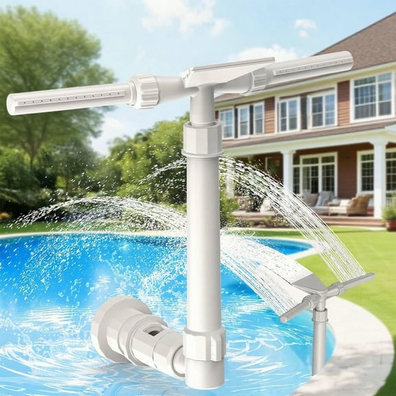 Pool Fountain for Above and In-Ground Pools, Adjustable Dual Spray Waterfall Sprinkler Cooler for Pool, Swimming Pool Spa Water Fountain, High-Pressure Pool Spray Fountain