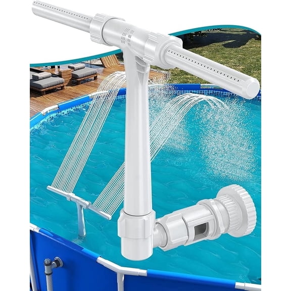 Pool Fountain for Above and In-Ground Pools, Adjustable Dual Spray Waterfall Sprinkler Cooler for Pool, Swimming Pool Spa Water Fountain, High-Pressure Pool Spray Fountain