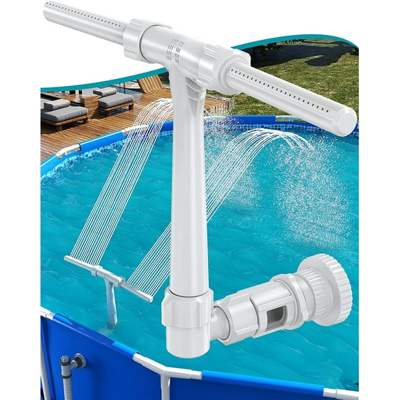 Pool Fountain for Above and In-Ground Pools, Adjustable Dual Spray Waterfall Sprinkler Cooler for Pool, Swimming Pool Spa Water Temperatures, High-Pressure Pool Spray Fountain