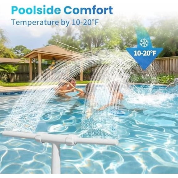 Pool Fountain for Above and In-Ground Pools, Dual Spray Waterfall Sprinkler Fountain, Above Ground Pool Accessories, Adjustable Waterfall Cooling and Relaxation(White)