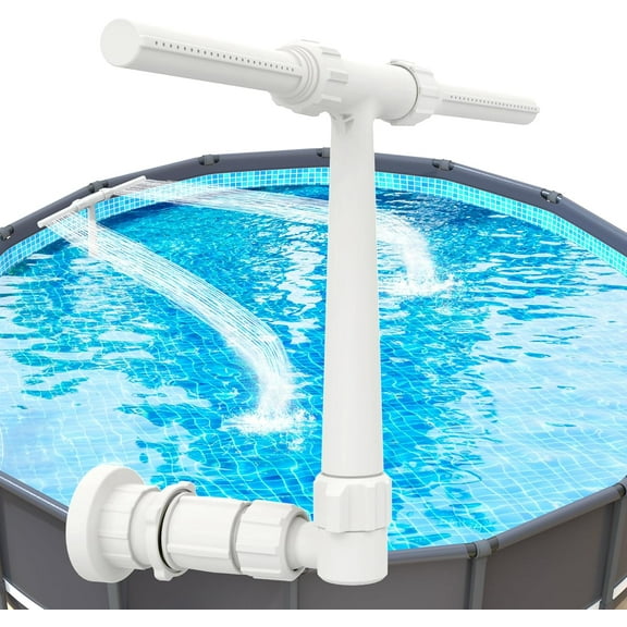 Pool Fountain for Above and In-Ground Pools, Dual Spray Waterfall Sprinkler Fountain, Above Ground Pool Accessories, Adjustable Waterfall Cooling and Relaxation(White)