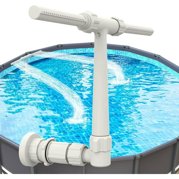 Pool Fountain for above and In-Ground Pools, Dual Spray Waterfall Sprinkler Fountain, above Ground Pool Accessories, Adjustable Waterfall Cooling and Relaxation