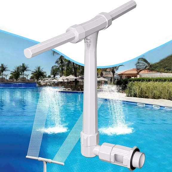 Pool Fountain for Above and Inground Pool, Adjustable Dual Spray Water Fountains, Waterfall Pool Sprinkler Fountain for Cooling & Relaxation, 2 Size of Adapter Pool Waterfall Sprayer Pool Accessories