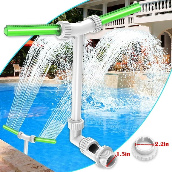 Pool Fountain, Luminous Double Spray Spa and Swimming Pool Waterfall Fountain for Above Ground/Inground Pools, Adjustable Nozzle Outdoor Garden Sprinkler Fountain Cooler