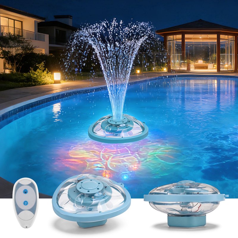 Pool Fountain with Remote, Rechargeable Floating Pool Lights, High Brightness Above Ground Pool Fountains with Lights Show, Floating Fountains for Inground Pool