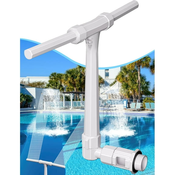 Pool Fountain above Swimming Pools, Adjustable Water Dual Spray Sprinkler Pool Fountain for Inground Pools, Fun Pool Waterfall Sprayer for Backyard Outdoor, White