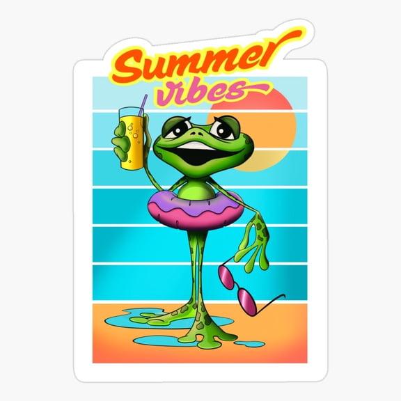 Pool Frog Animal Art Vinyl Decal Sticker