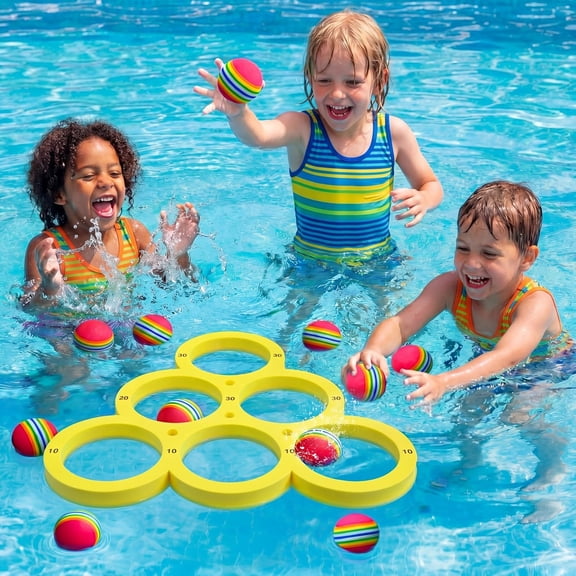 Pool Games Inflatable Toy Set with 12 Balls | Summer Outdoor Water Fun for Kids Adults Teens Family Swimming Pool Float Beach Backyard Party Game, 2-12 Players
