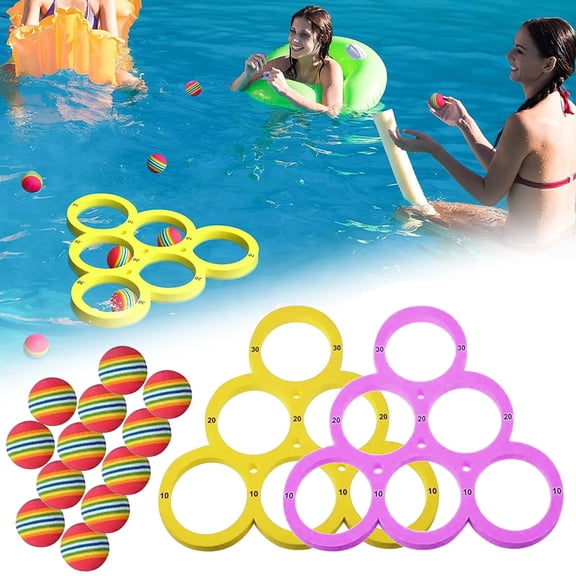 Pool Games for Teens – Floating Pool Throwing Game with 10 Colorful Balls, Summer Swimming Toys for Kids Ages 8-12, Pool Accessories for Kids, Backyard Party Fun