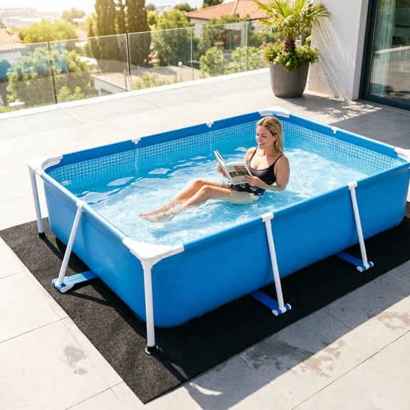 Pool Ground Mat Waterproof Above Ground Pool Liner Rectangular Underlay Protector Pad for Backyard Rectangular Metal Frame Swimming Pool Inflatable Hot Tub Spa