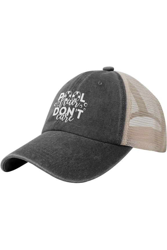 Pool Hair Don't Care Vintage Mesh Hat Dad Hats Trendy Caps Black