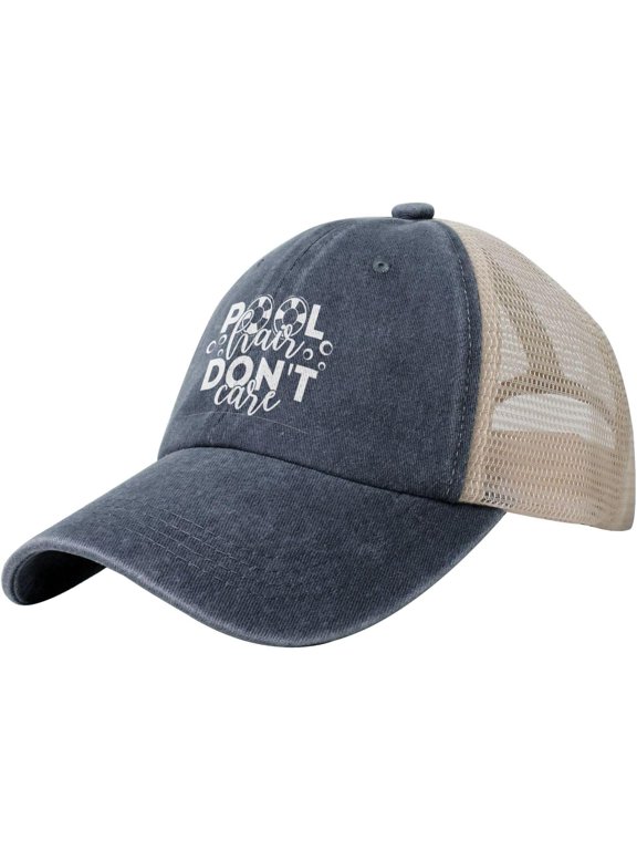 Pool Hair Don't Care Vintage Mesh Hat Dad Hats Trendy Caps Black