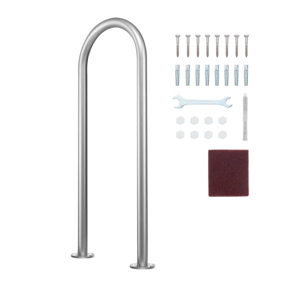 Pool Handrail 36 x 13 inch, Aluminum Pool Railing with Base for Indoor/Outdoor Pools, Safety Grab Bar for Decks, Docks & Spas, Rust-Proof Hand Rail