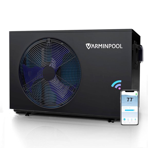Varminpool Pool Heater Pump, Electric 110V, 30000 BTU, Up to 8000 Gallons, with Cooling and Heating Mode, for Above Ground and Inground Pools