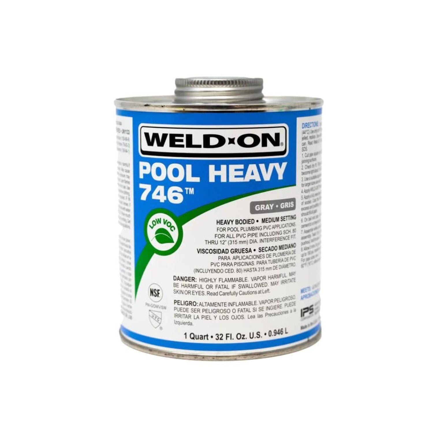 Pool Heavy 746 Gray - Pool PVC Gray Glue Adhesive - 1 Quart | 13567
