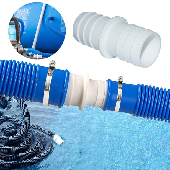 Pool Hose Adapter 1.5 To 1.25" With 8pcs Adjustable Stainless Clamps Double Ended Swimming Pool Hose Adapterfor1.5 To 1.25" Connector, 1.5" to 1.25" Pool Hose Reducer