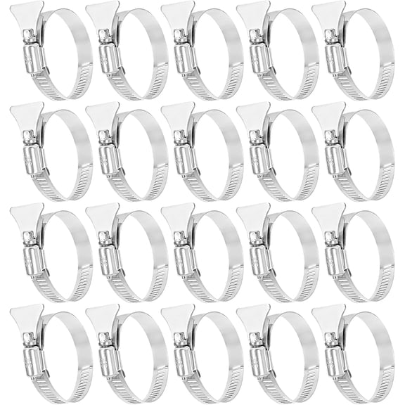 Pool Hose Clamps for 1 1/2" Above Ground Swimming Pool, 1 9/16" - 2 1/2" (40-63mm) Adjustable Thumb Screw Key Hose Clamps, Stainless Steel Filter Pump Hose Connector Clamps, 20 Pcs
