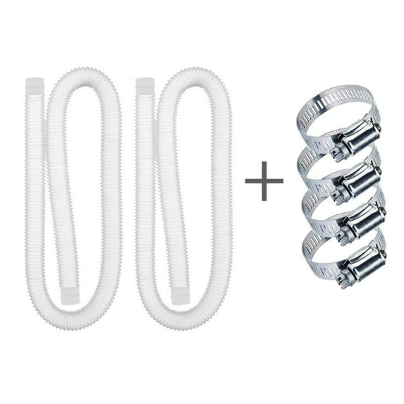 Pool Hose, Replacement Hose For Above Ground Pools [Set of 2] 1.25" Accessory Pool Pump Replacement Hose 59” Long - Filter Pump Hose For Filter Pump 330 GPH, 530 GPH, And 1000 GPH with 4 Metal Clamps