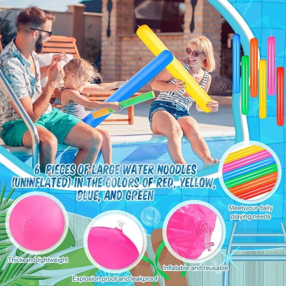 Pool Inflatable Sticks Inflatable Pool Noodles Colorful PVC Outdoor Water Games Giant Blow up Noodles for Swimming Pools Adults Beach Lake Party, 41 Inch