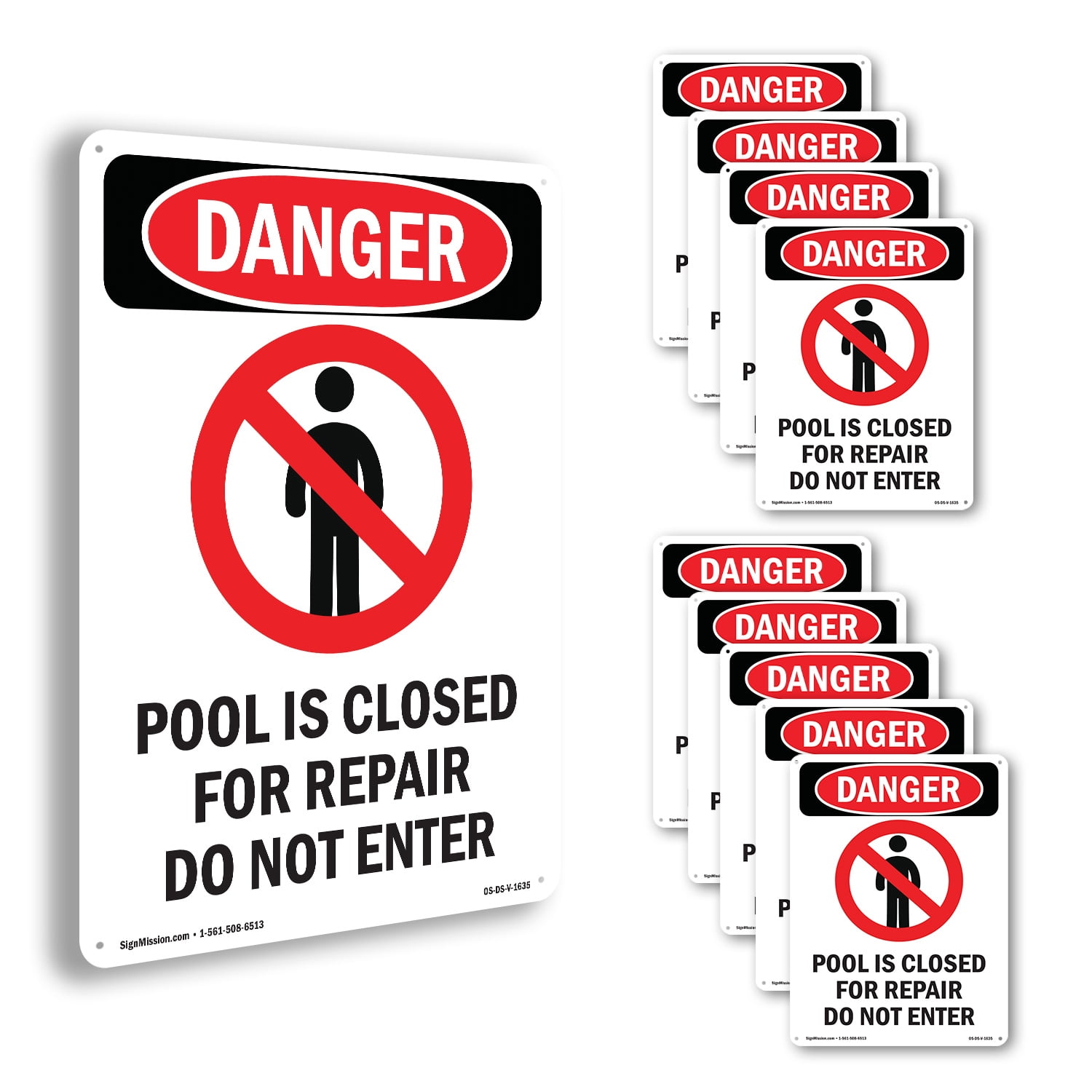 Pool Is Closed For OSHA Danger Rigid Plastic Sign 18 Inch x 12 Inch ...