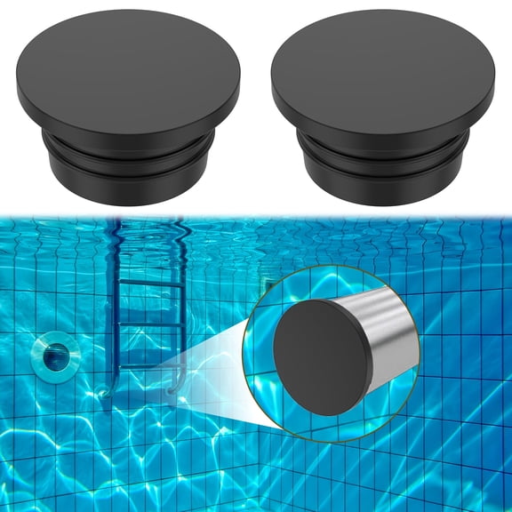 2Pcs Pool Ladder Bumper, Universal Rubber Pool Ladder End Cap Protective Safety Guard for Inground Swimming Pool, Underwater Ladder Accessory, Black