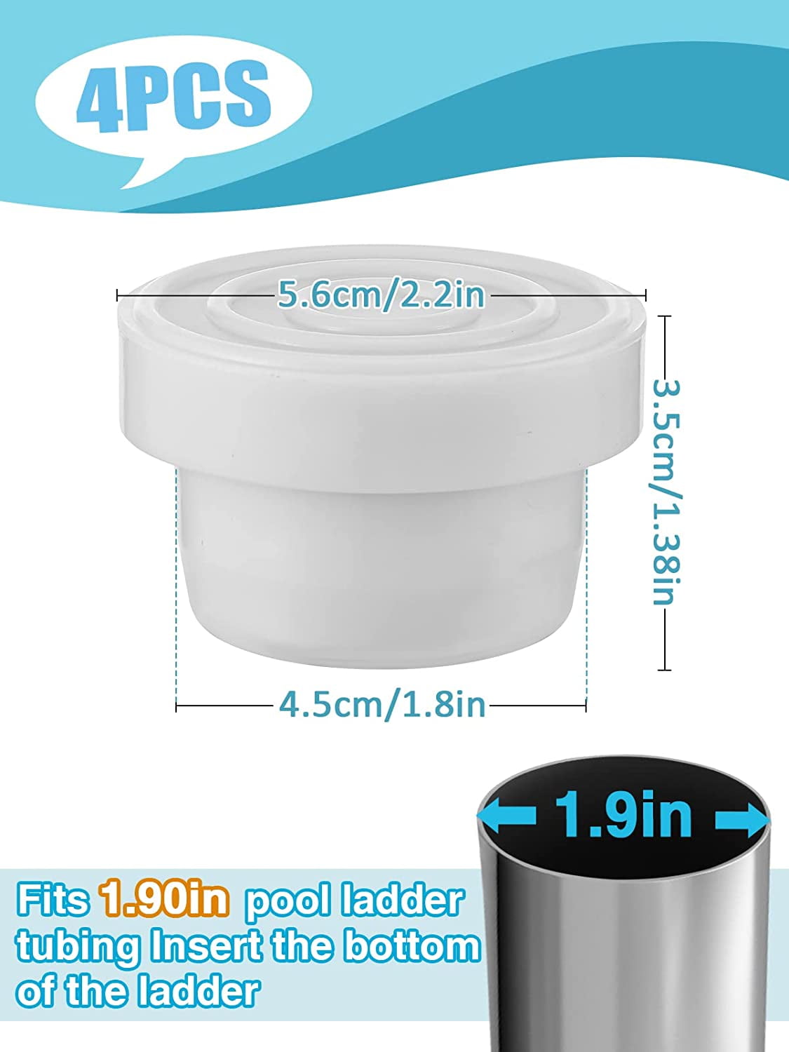Pool Ladder Bumpers for Inground Pool Steps Inside Plug Caps fit 1