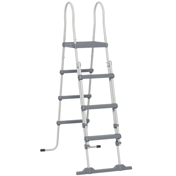 Pool Ladder, Gray Galvanized Steel A-Frame Steps with Non-slip Handrails for 48-Inch Above Ground Swimming Pools, 330 lb Capacity