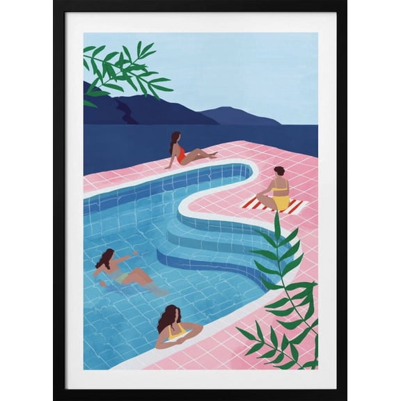 Pool Ladies Framed Art Modern Wall Decor