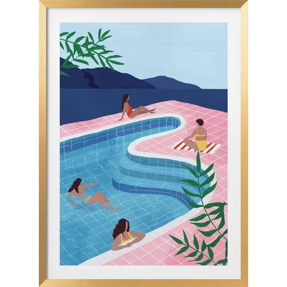 Pool Ladies Framed Art Modern Wall Decor