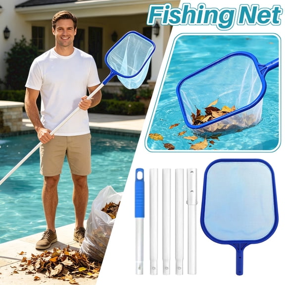 Pool Leaf Cleaning Net Equipment Shallow Water, Sections Retractable Aluminum Pole Tool, Portable Outdoor Swimming Maintenance Accessory for Home