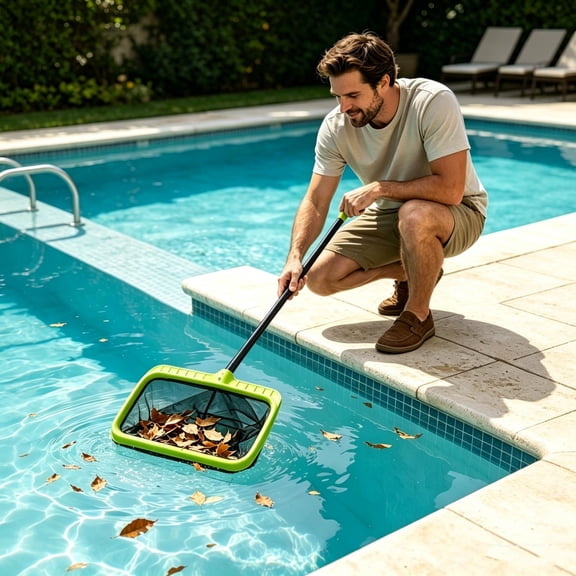Pool Leaf Skimmer Net, Lightweight Swimming Pool Cleaning Tool, Portable Debris Scoop Net for Easily Picking Up Small Leaves and Floating Trash, Pole Not Included for Pool Daily Maintenance