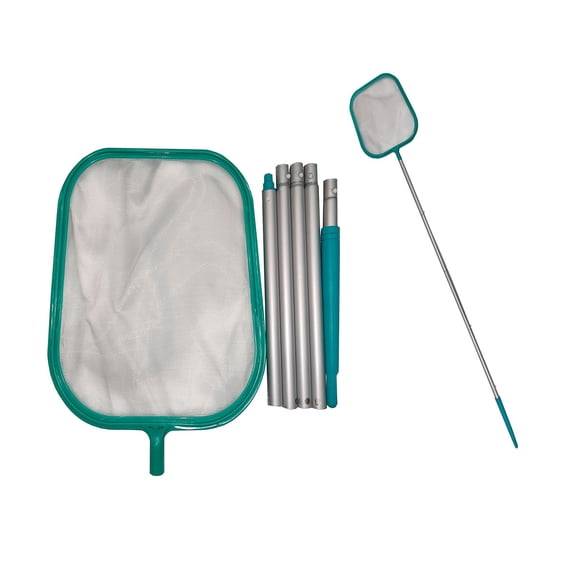 Pool Leaf Skimmer with Connecting Rod, Flat Fine Mesh Pool Skimmer Net Kit, Swimming Pool Maintenance Cleaning Tool for Surface Floating Debris, 1PC