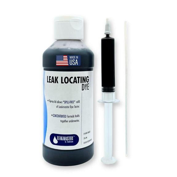 Pool Leak Detection Kit 8 oz Blue Dye with Reusable Syringe High-Visibility Leak Finder for Pools, Hot Tubs & Spas 40+ Refills Professional Water Tracing Tool