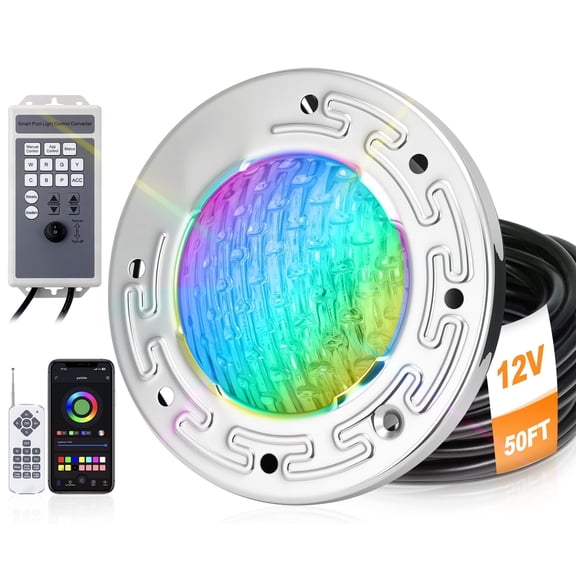 Pool Light for Inground Pool, 6 Inch LED RGB Multicolor Inground Pool Lights and Spa Light, IP68 Waterproof Pool Light for Inground Pools, 12V AC,15W, 50ft Cord, Remote Control