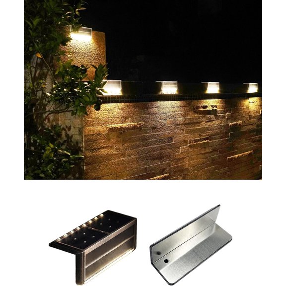 Pool Light, Solar Poolside LEDs for Inground Pool, Ultra-Thin 2-Way Lighting for Deck, , Wall, Step, Outdoor Stainless Steel for Swimming Pool (Warm White, 2 Pack)