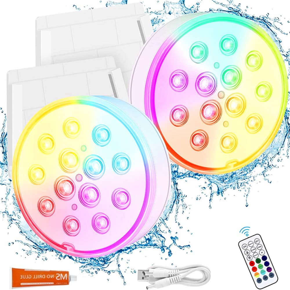 Pool Lights, Rechargeable Submersible LED Lights with RF Remote, IP68 ...
