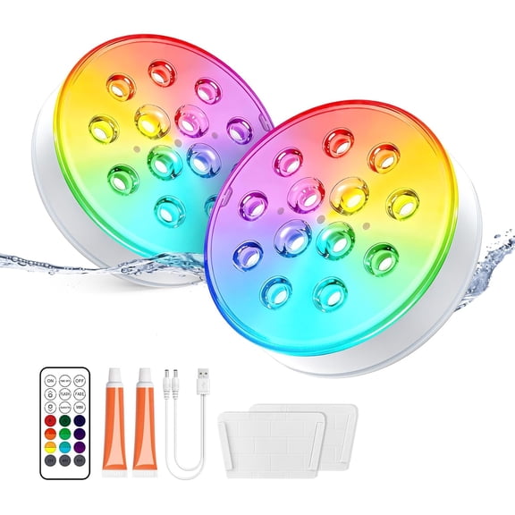 Pool Lights, Rechargeable Submersible LED Lights with Remote, IP68 Waterproof, 16 Colors Underwater Pool Light for Above Ground Inground Pool, Hot Tub, Shower, Bathub, Party, Vase
