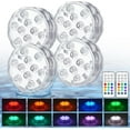thumbnail image 1 of Pool Lights with Remote, 10 Color Changing Pool Lights for Above Ground Pools, Battery Operated Submersible LED Lights for Pond, Bathtub, Hot Tub, Party, 4 Pack, 1 of 9