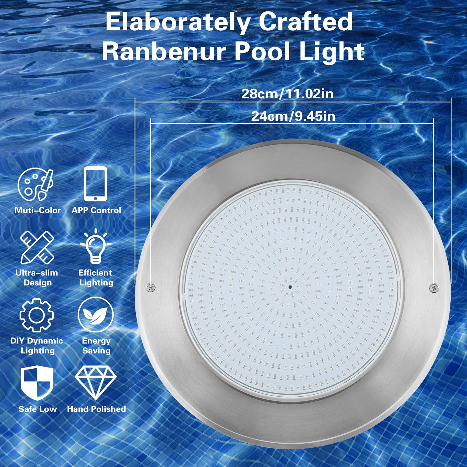 Pool Lights, Ultra Slim Pool Lights for Inground Pools Waterproof, 45 ...