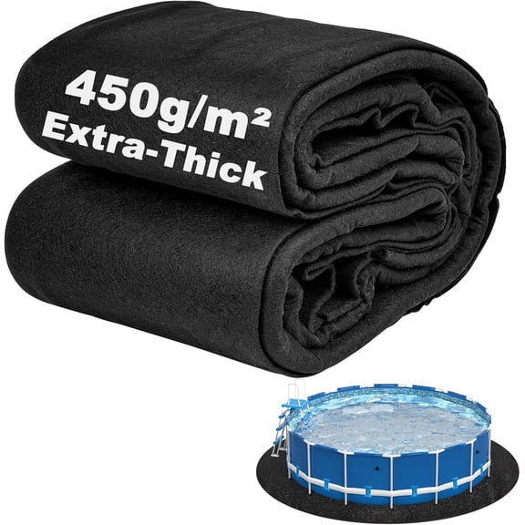 Pool Liner Pad for Above Ground Pools, 18 FT Round Extra-Thick Pool Mat, Seamless Comfort Underfoot, Puncture-Resistant Industrial-Grade Black Synthetic Fiber Pad